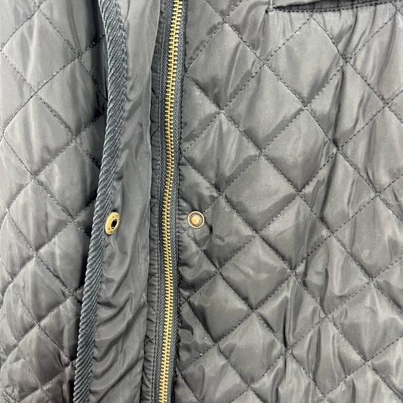 St John’s Bay quilted 1X mid length coat black plus gold outdoor winter fall - Picture 4 of 11